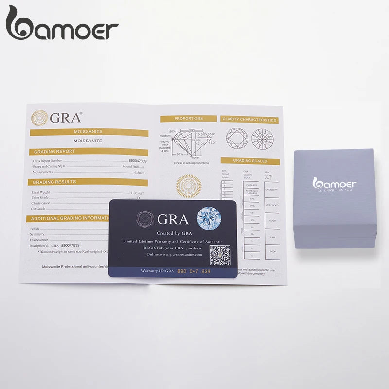 Bamoer 1.0CT Moissanite Ear Buckles 925 Sterling Silver U-Shaped Hoop Earrings for Women Valentine's Day Jewelry Gift